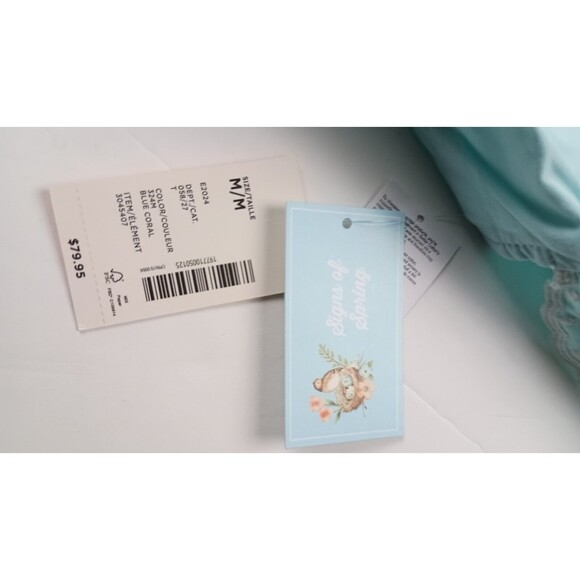 Womens Gymboree Aqua Blue Pintuck Eyelet Ruffle Dress Size Medium Smocked Back - Picture 4 of 12